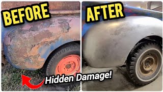 MAJOR Damage HIDDEN with Bondo On This Rare Classic Truck. What Should I do? DIY Fender Restoration