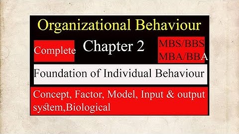 Chapter 2 : Individual behavior in Organizational behavior/Foundation of Individual Behavior/Dibakar