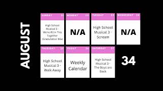 Weekly Calendar: August - Week 34