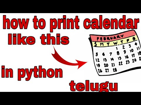 Python program to print the calendar of a given month and year in telugu|programming in telugu