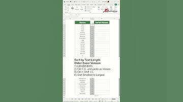 Sort by Text Length in Excel  - Excel Tips and Tricks