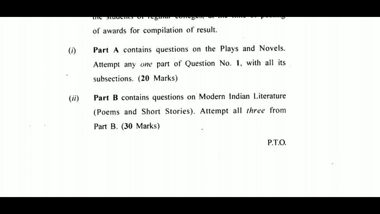 SOL DU, MODERN INDIAN LITERATURE:POEM AND SHORT STORIES, NOVEL AND PLAY, B.A (HONS) ENGLISH/DCCC/QP