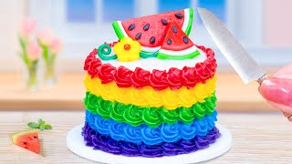 Rainbow Buttercream Cake Decorating  Satisfying Miniature Rainbow Cake Decorating  Tiny Cakes
