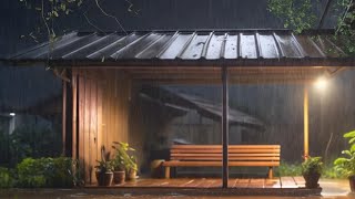 Goodbye Stress to Sleep Instantly with Light Drizzle Rain and Thunder on Metal Roof at Night