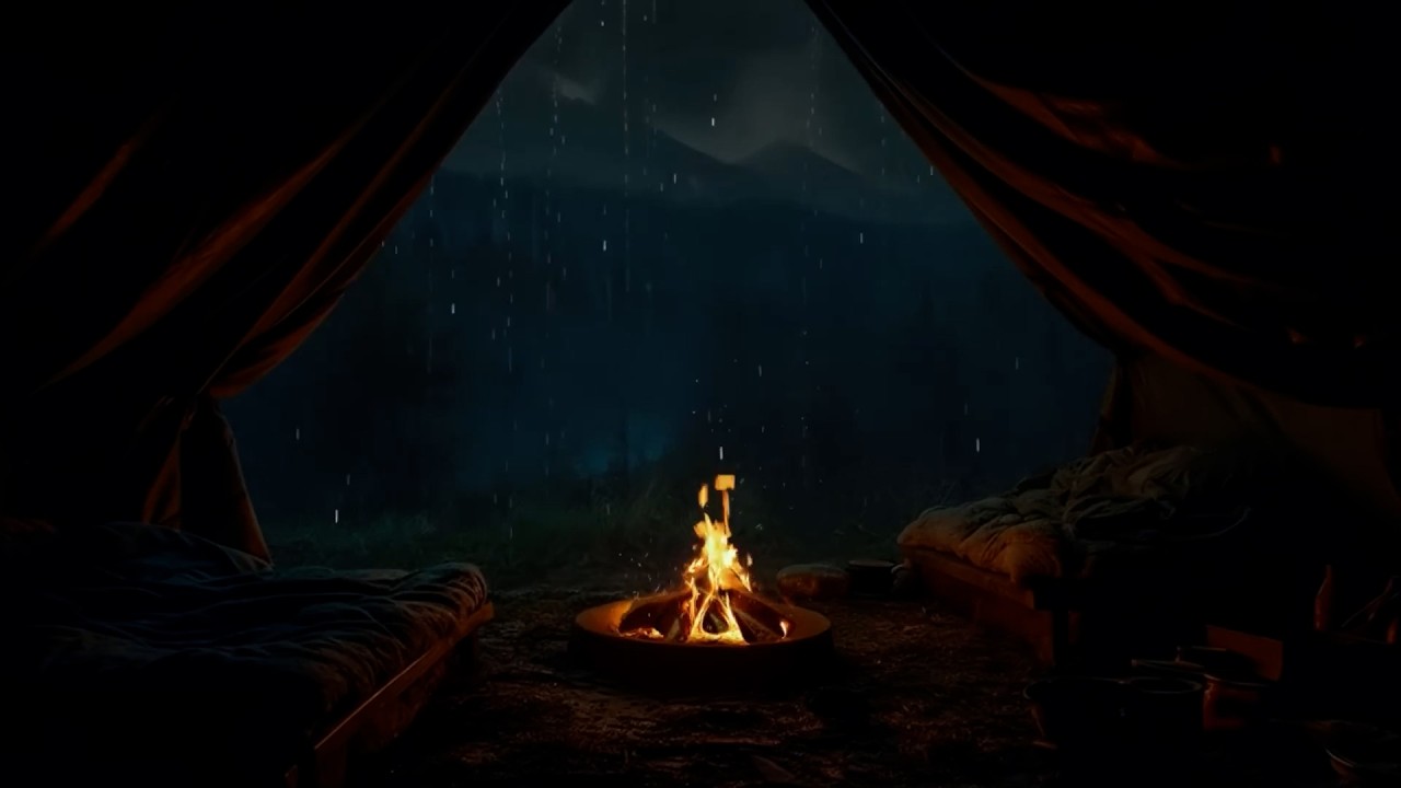 Alone in a Secret Cave 🌧️ Fall Asleep in 3 Minutes with Rainforest Sounds & Crackling Fireplace