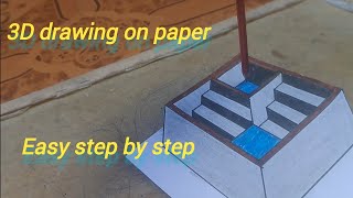 3D drawing on paper # step by step easy drawing