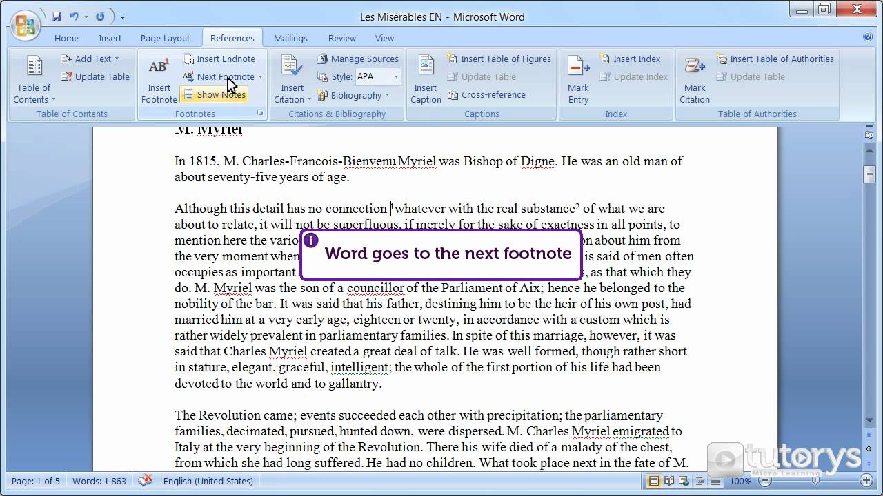 how to add footnotes in word