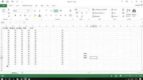 การหาค่าเฉลี่ย ค่ามัธยฐาน ฐานนิยม พิสัย และค่าS.Dด้วยโปรแกรมExcel