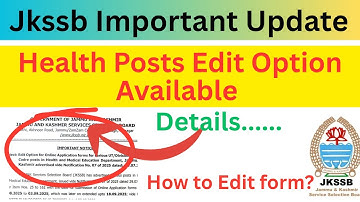 Edit Option Available for Health Department Posts Jkssb advt. no.  07/2025 | FMPHW,  Staff Nurse etc