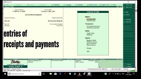 Entries of receipts and payments in tally erp 9 in Hindi