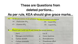 BIOLOGY KCET 2024 Questions asked from deleted portions | Grace marks may be given by KEA