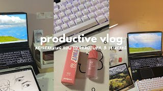 🎀 productive vlog — re-learning how to draw, working from home, & skincare unboxing