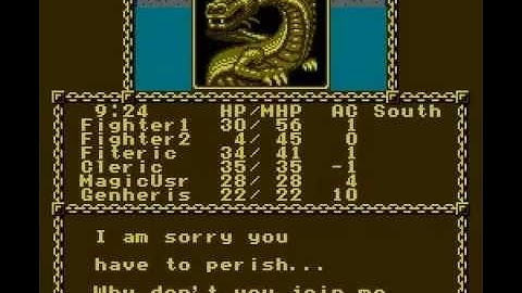 NES Advanced Dungeons & Dragons- Pool of Radiance (Bad) ending