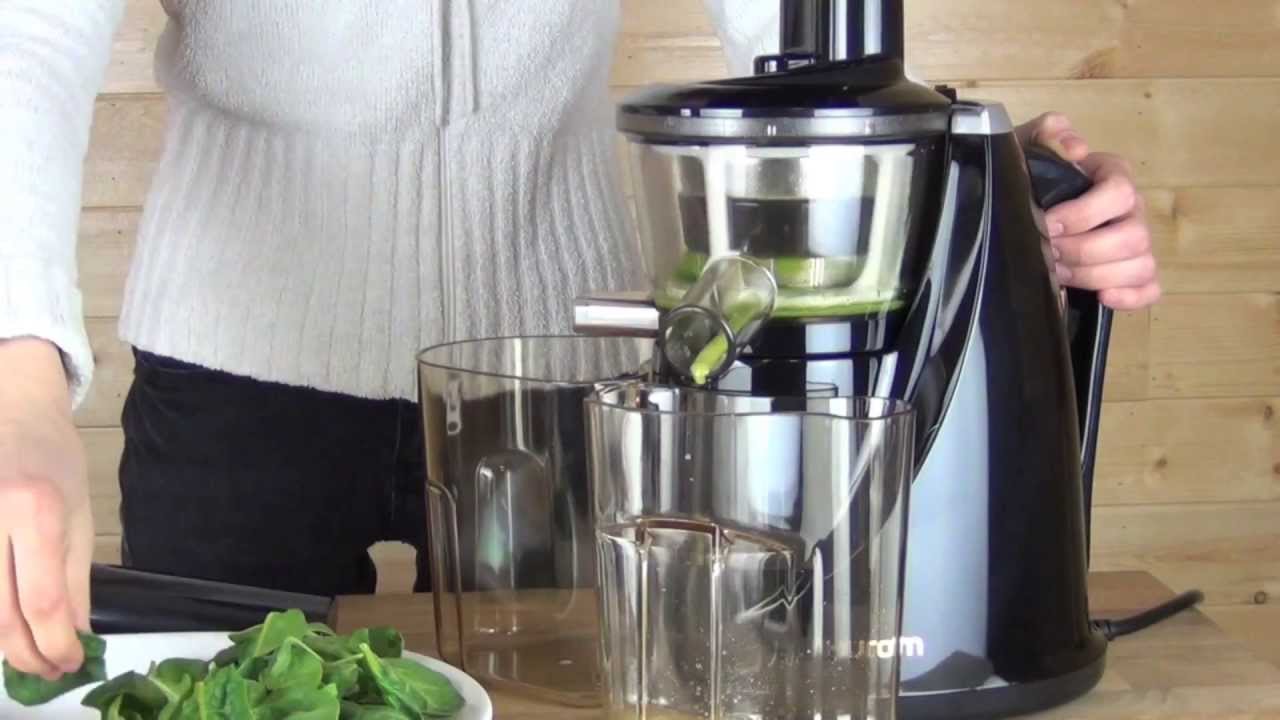 Hurom Slow Juicer HU-100B Spinach Orange Booster Juice - YouTube