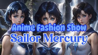 AI Art San | Sailor Mercury | Anime Fashion Show | Waterfall - 002