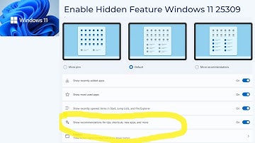 How to enable hidden feature in start menu Windows 11 Dev build 25309