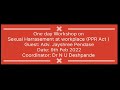 One Day Workshop on Sexual Harassment at Workplace (PPR Act) | 9th Feb 2022 | VPIMSR, Sangli