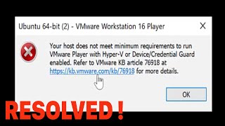 VmWare - Your host does not meet minimum requirements