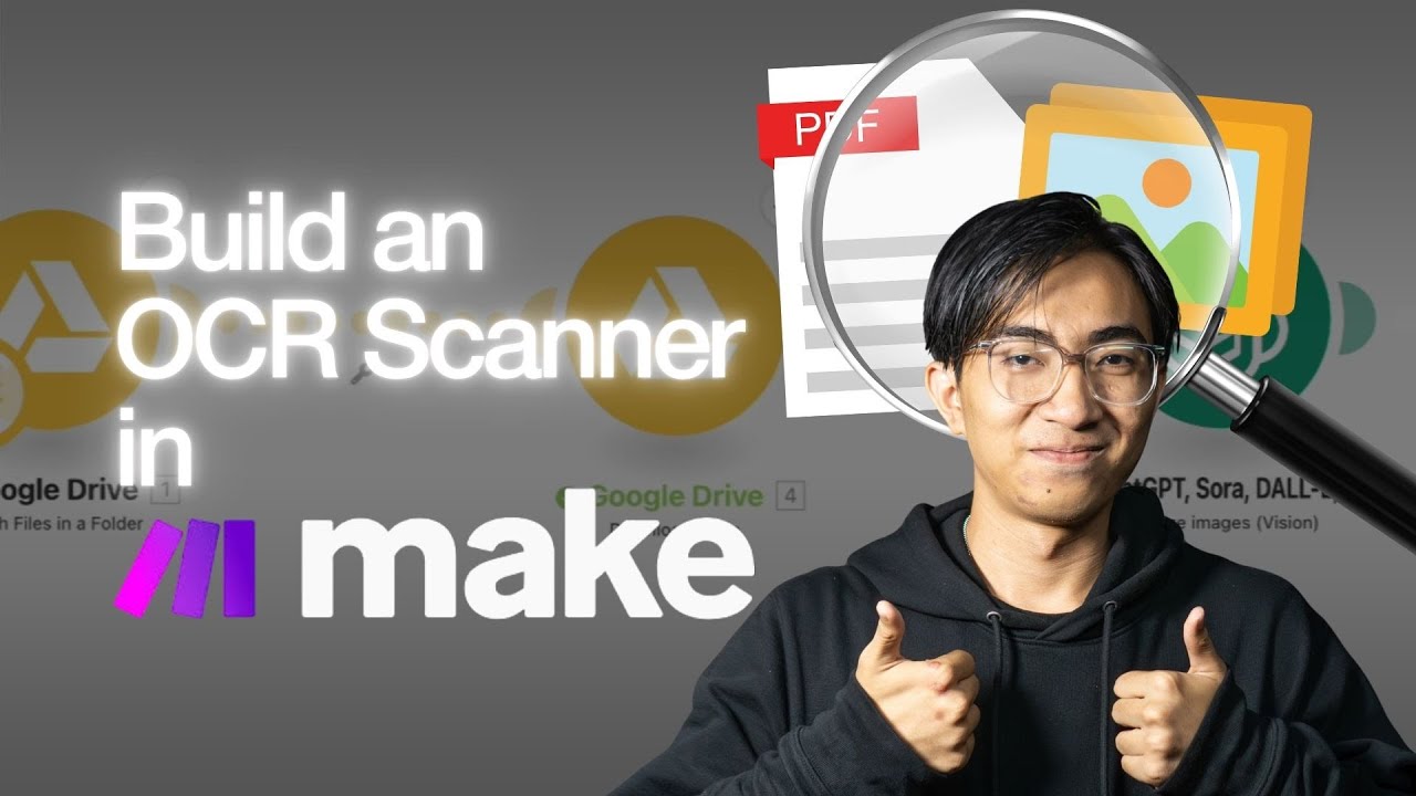 Make.com OCR scanner tutorial showing text extraction from documents
