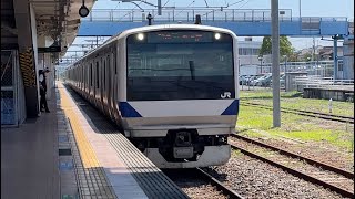 E531系0番台カツK452編成が常磐線普通ワンマンいわき行きとして高萩駅1番線に到着停車する動画(2023.7.16)