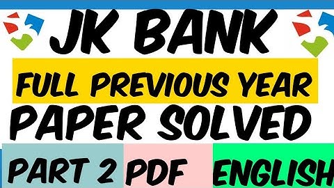 JK BANK FULL PREVIOUS YEAR PAPER SOLVED🆓WITH PDF|JK BANK RECRUITMENT|PART 2 ENGLISH|EXPLAINED|SOLVED