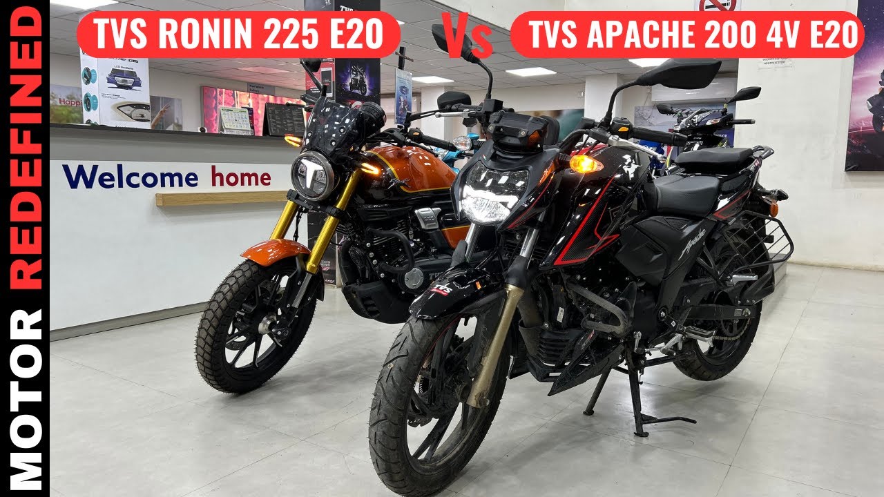 2023 TVS Ronin 225 E20 Vs TVS Apache 200 4V E20 Comparison | Motor Redefined.