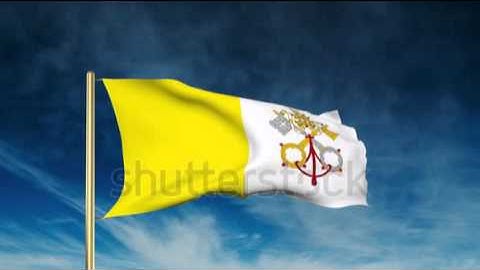 Vatican City flag slider style. Waving in the wind with cloud background animation Stock video by