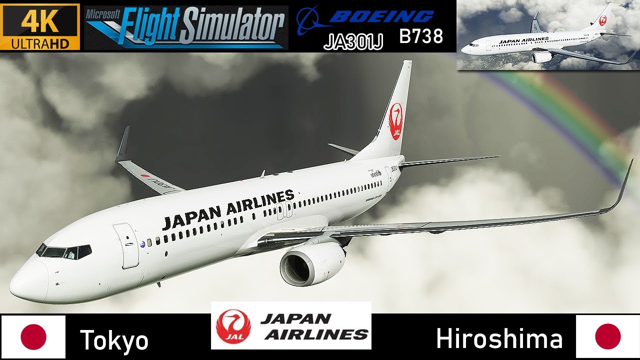 [4K] Tokyo to Hiroshima Japan Airlines B738 [JA301J] Full Flight MSFS