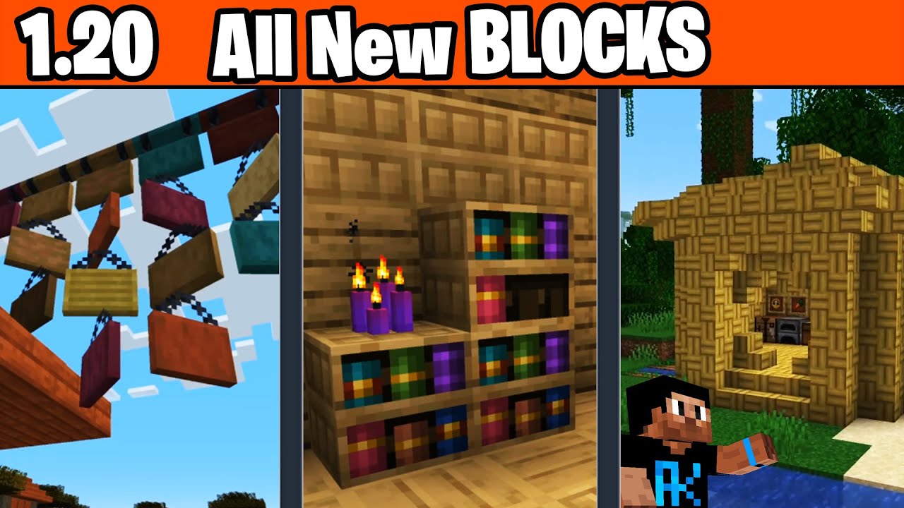 MINECRAFT 1.20 - Hang Sign, Bamboo Block, Raft and Chiseled Bookshelf ...