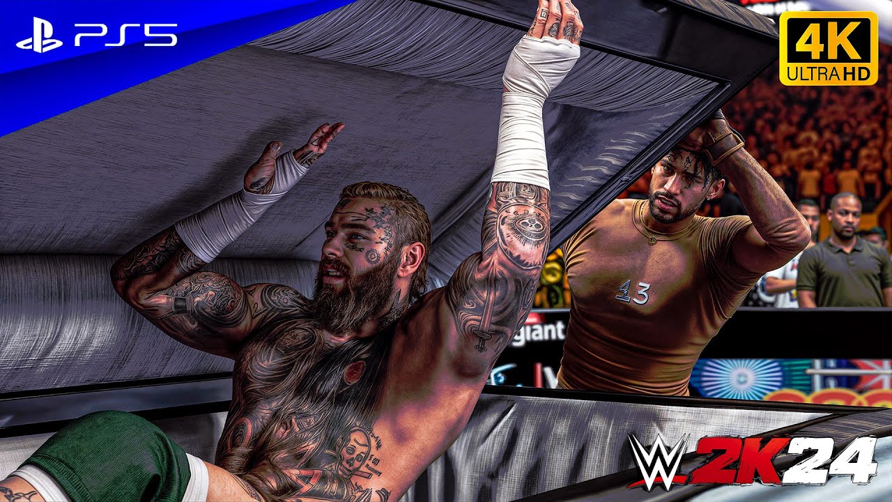 WWE 2K24 - Bad Bunny vs. Post Malone | Casket Match at Wrestlemania Las Vegas | PS5™ [4K60]