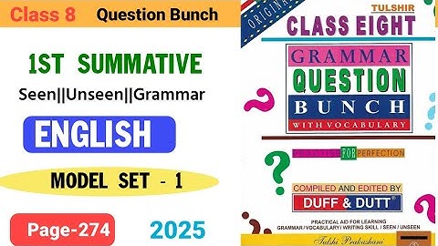 Class 8 english first Summative Duff and Dutt question bunch model Set 1 page 274