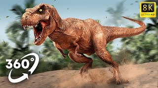 360 VR | Observation Really BIG Dinosaurs at Roller Coaster Ride | VR BOX VIDEO 8K