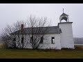 Abandoned: A church, a chimney and a farmhouse.