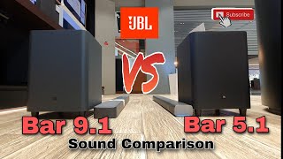 JBL Bar 9.1 Dolby Atmos vs JBL Bar 5.1- Full Sound Comparison