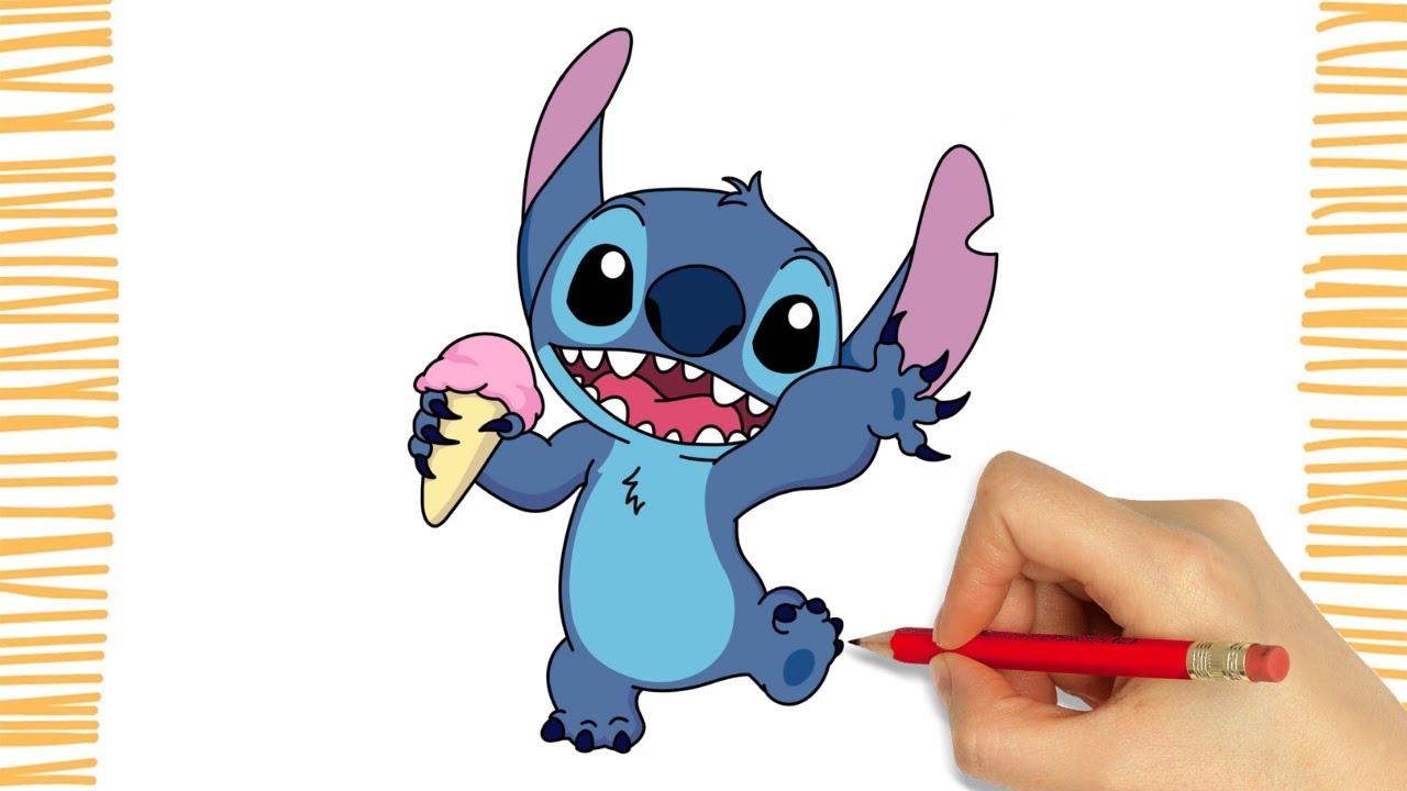 Como Desenhar o STITCH COM SORVETE I Fácil ( Passo a Passo ) - YouTube