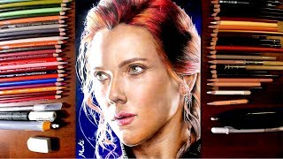 Drawing Black Widow(Scarlett Johansson) on Movie[Avengers: Endgame] - marki draws, colored pencil