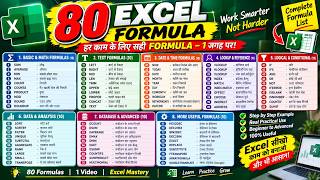 80 Most Important Excel Formulas | Basic to Advanced 🔥 | Must Know Excel Formulas