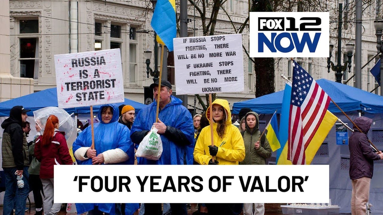 Oregonians gather to support Ukraine, 4 years after Russia’s full-scale invasion