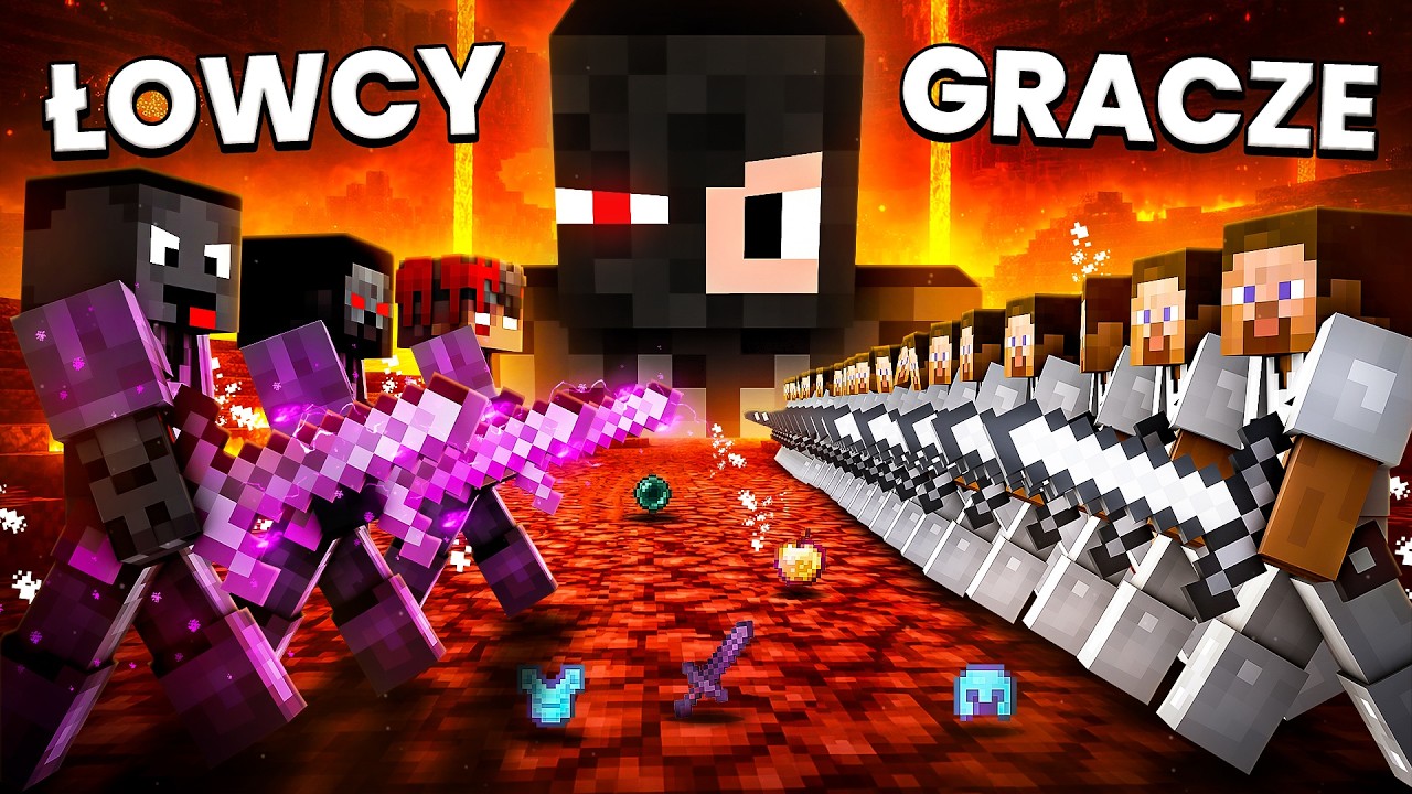 100 GRACZY UCIEKAŁO PRZED ŁOWCAMI W MINECRAFT!