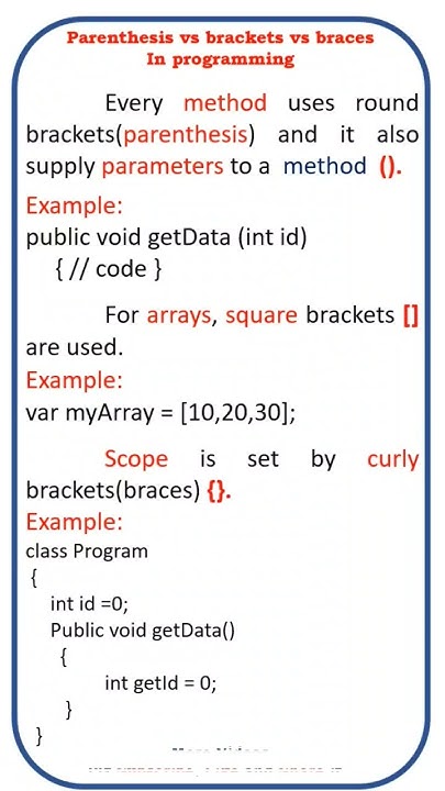 parenthesis vs brackets vs braces in programming #coding #java #class # ...