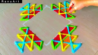 2 Simple Rangoli | Diwali Rangoli Designs | Navratri Rangoli designs | Rangoli colors | Ranu Art