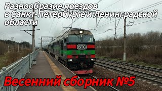 Разнообразие поездов в Санкт-Петербурге и Ленинградской области весной. Подборка 23 в 1