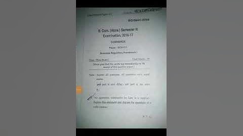 BHU B.com 3rd semester question paper 2016-17, Business Regulatory Framework-1