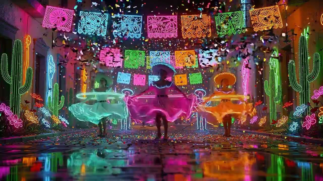 Cinco de Mayo Neon Fiesta 🎉🌮 | Vibrant Mexican Dance Background | Colorful Party Vibes