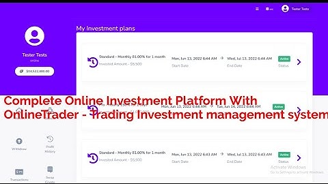 Complete Online Investment Platform With OnlineTrader - Trading Investment management system 2022