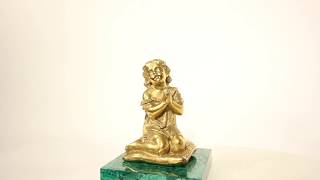 Antique Malachite & Ormolu Sculpture of a Girl Praying