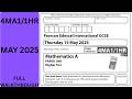 Edexcel IGCSE Mathematics 4MA1/1HR May June 2025 Paper Walkthrough | Full Solutions with Theory
