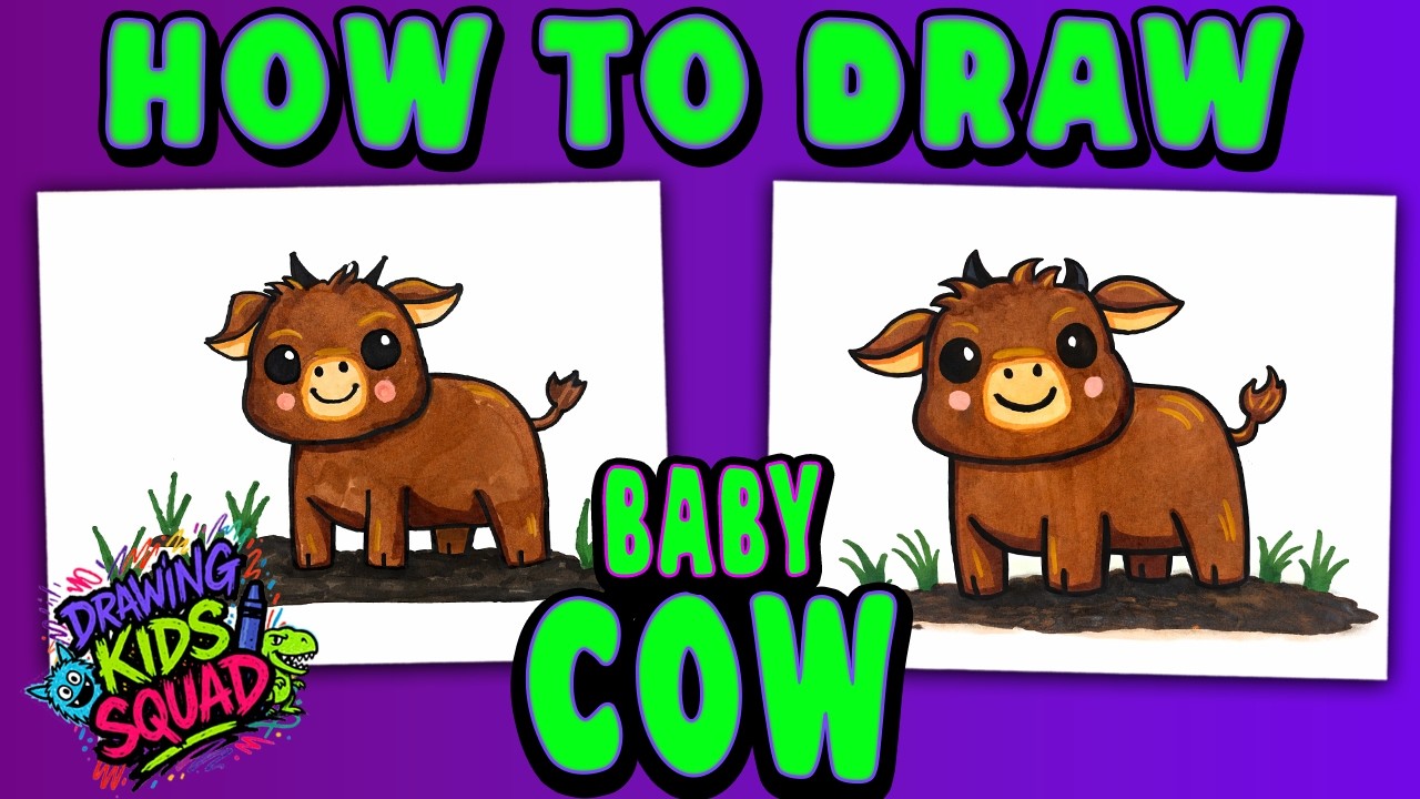 How to Draw a Cute Baby Cow 🐄