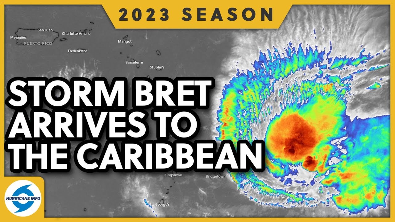 Tropical Storm Bret arrives in the Caribbean. Tropical Depression 4 forms (Tropical Storm Cindy).