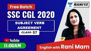 Some Awesome Questions of Subject Verb Agreement | Class 57 | SSC CGL Free Batch by Rani Ma'am